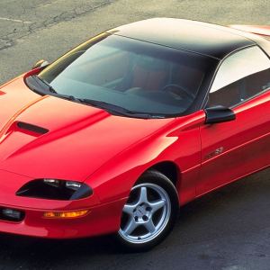 a red car with black roof